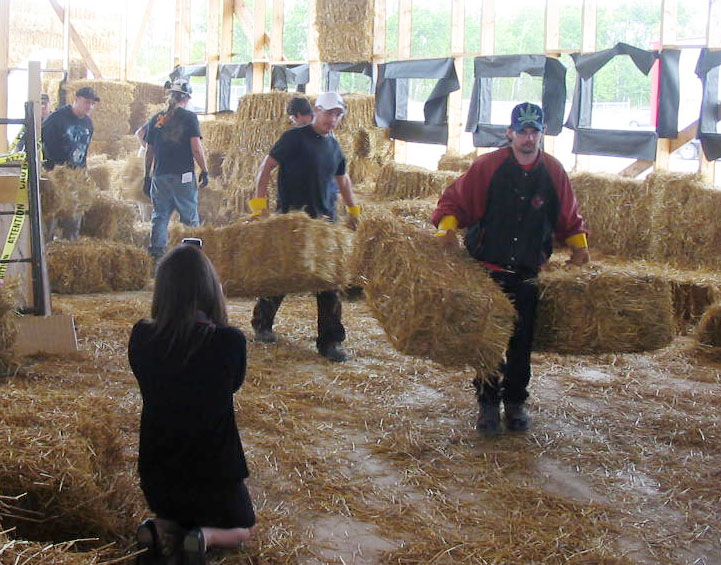 Carrying straw bales